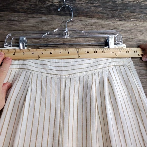 Anthropologie Striped Cream Wide-Leg Pants - Picture 7 of 8